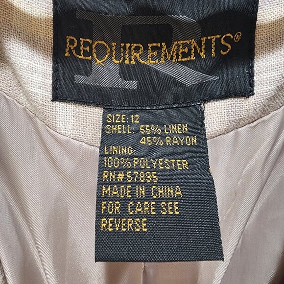 Requirements Women' Linen Blend Plaid Blazer - Beige Checkered - Size 12 - Picture 10 of 12